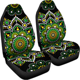 Green White Dot Mandala Print Universal Fit Car Seat Covers 102422