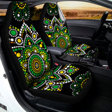 Green White Dot Mandala Print Universal Fit Car Seat Covers 102422