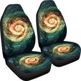 Green Yellow Spiral Galaxy Space Print Universal Fit Car Seat Covers 102422