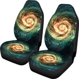 Green Yellow Spiral Galaxy Space Print Universal Fit Car Seat Covers 102422