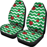Green Zigzag Ladybird Pattern Print Universal Fit Car Seat Covers 102422