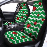 Green Zigzag Ladybird Pattern Print Universal Fit Car Seat Covers 102422