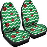 Green Zigzag Ladybird Pattern Print Universal Fit Car Seat Covers 102422