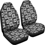 Grey African Adinkra Symbols Print Universal Fit Car Seat Covers 102422
