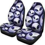 Grey Alien Face Pattern Print Universal Fit Car Seat Covers 102422