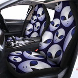 Grey Alien Face Pattern Print Universal Fit Car Seat Covers 102422