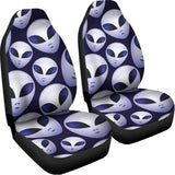 Grey Alien Face Pattern Print Universal Fit Car Seat Covers 102422