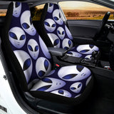 Grey Alien Face Pattern Print Universal Fit Car Seat Covers 102422