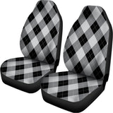 Grey And Black Argyle Pattern Print Universal Fit Car Seat Covers 102422