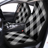 Grey And Black Argyle Pattern Print Universal Fit Car Seat Covers 102422
