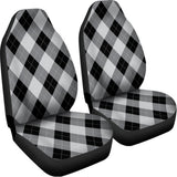 Grey And Black Argyle Pattern Print Universal Fit Car Seat Covers 102422