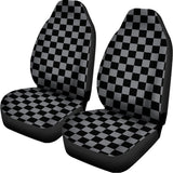 Grey And Black Checkered Pattern Print Universal Fit Car Seat Covers 102422