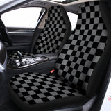 Grey And Black Checkered Pattern Print Universal Fit Car Seat Covers 102422
