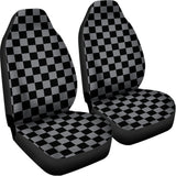 Grey And Black Checkered Pattern Print Universal Fit Car Seat Covers 102422