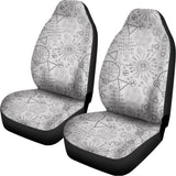 Grey And Black Mystical Wiccan Print Universal Fit Car Seat Covers 102422