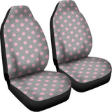 Grey And Pink Polka Dot Pattern Print Universal Fit Car Seat Covers 102422