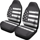 Grey And White American Flag Print Universal Fit Car Seat Covers 102422