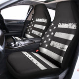 Grey And White American Flag Print Universal Fit Car Seat Covers 102422