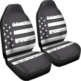 Grey And White American Flag Print Universal Fit Car Seat Covers 102422