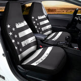 Grey And White American Flag Print Universal Fit Car Seat Covers 102422