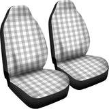 Grey And White Check Pattern Print Universal Fit Car Seat Covers 102422