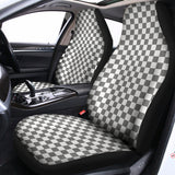 Grey And White Checkered Pattern Print Universal Fit Car Seat Covers 102422