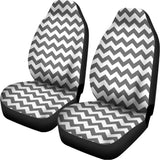 Grey And White Chevron Pattern Print Universal Fit Car Seat Covers 102422