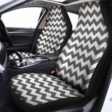 Grey And White Chevron Pattern Print Universal Fit Car Seat Covers 102422