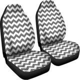 Grey And White Chevron Pattern Print Universal Fit Car Seat Covers 102422