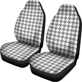 Grey And White Houndstooth Pattern Print Universal Fit Car Seat Covers 102422