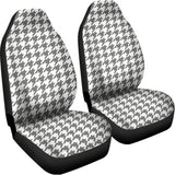 Grey And White Houndstooth Pattern Print Universal Fit Car Seat Covers 102422