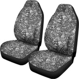Grey And White Totem Pattern Print Universal Fit Car Seat Covers 102422