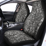 Grey And White Totem Pattern Print Universal Fit Car Seat Covers 102422