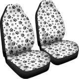Grey Animal Paw Pattern Print Universal Fit Car Seat Covers 102422