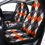 Grey Black Orange And White Argyle Print Universal Fit Car Seat Covers 102422