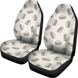 Grey Doodle Sandwich Pattern Print Universal Fit Car Seat Covers 102422