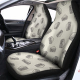 Grey Doodle Sandwich Pattern Print Universal Fit Car Seat Covers 102422