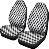 Grey Geometric Cube Shape Pattern Print Universal Fit Car Seat Covers 102422