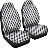 Grey Geometric Cube Shape Pattern Print Universal Fit Car Seat Covers 102422