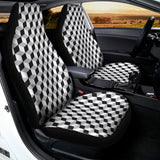 Grey Geometric Cube Shape Pattern Print Universal Fit Car Seat Covers 102422