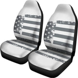 Grey Grunge American Flag Print Universal Fit Car Seat Covers 102422
