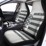 Grey Grunge American Flag Print Universal Fit Car Seat Covers 102422