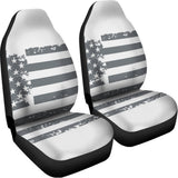 Grey Grunge American Flag Print Universal Fit Car Seat Covers 102422