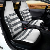 Grey Grunge American Flag Print Universal Fit Car Seat Covers 102422