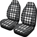 Grey Houndstooth Pattern Print Universal Fit Car Seat Covers 102422