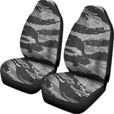 Grey Tiger Stripe Camouflage Print Universal Fit Car Seat Covers 102422