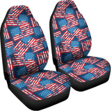 Grunge American Flag Pattern Print Universal Fit Car Seat Covers 102422