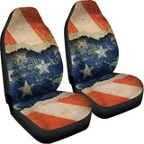 Grunge Ripped Paper American Flag Print Universal Fit Car Seat Covers 102422