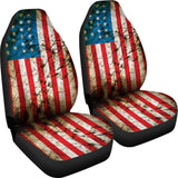 Grunge Wrinkled American Flag Patriotic Universal Fit Car Seat Covers 102422