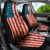 Grunge Wrinkled American Flag Patriotic Universal Fit Car Seat Covers 102422